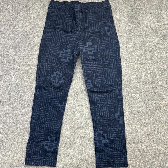 Pendleton Pants Men's Medium Navy Blue Aztec Cotton Stretch Drawstring 32x31